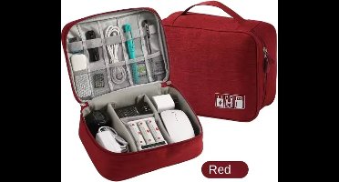 Scoby - Elektronica Organizer Tas - Kabelopberger - Reistas - Travel Bag - Compact Formaat - Rood