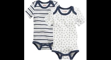 Playshoes Schnizler set 2 rompers korte mouw marine grijs sterren strepen