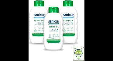 3 x Sanicur – Bad & Douchegel – Dermo-Oil – 300 ml - Grootverpakking - Vaatwasstrips - Bad En Douchegel - Droge Huid - Gevoelige Huid - Voedende Badgels - Huidbarrière