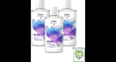 3 x Dove Bath Therapy - Renew - Badschuim & Douchegel - Viooltjes & Hibiscus - 400 ml - Grootverpakking - Vaatwasstrips - Badshuim - Badschoon - Huidvernieuwing - Ontspanning - Voedende Crème