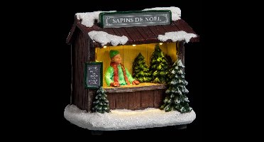 Verlicht kerstmarktdorpje met 3 LED's, H 11,5 cm, ULLA