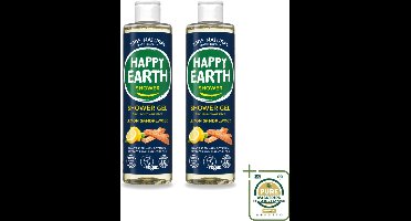 2 x Happy Earth – Douchegel – 100% Natuurlijke Douchegel Lemon Sandalwood – 300 ml - Wasstrips - Douchegel Mannen - Natuurlijke Douchegel - Vegan Douchegel - 3-in-1 Douchegel - Gezicht En Haar Reinigen