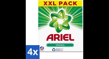 4 x Ariel Original XXL - Waspoeder - Witte en Lichtgekleurde Was - 77 Wasbeurten - Waspoeder - Ariel - Witwas - Wasmiddel - Vlekkenverwijderaar