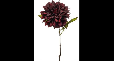 Kunstbloem Dahlia - Textiel/Metaal - Burgundy - 55 cm - Realistisch & Onderhoudsvrij