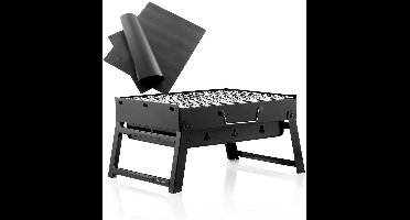 Pack 2 bakmatten voor oven of barbecue en draagbare opvouwbare houtskoolbarbecue InnovaGoods