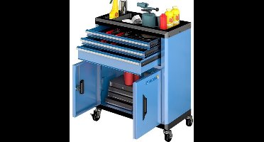 Gereedschapswagen – Werkplaatswagen – Gereedschapskast – Rolwagen – Opbergkast – 3 Lades + 2 Deuren – Afsluitbaar Met Slot – 360° Draaibare Wielen