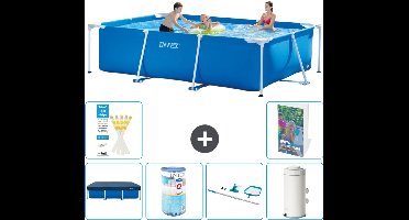 Intex Rechthoekig Frame Zwembad - 300 x 200 x 75 cm - Blauw - Inclusief Afdekzeil - Filter - Schoonmaakset - Zwembadfilterpomp - 7-delig
