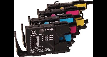 Set 4x ABC huismerk inkt cartridge geschikt voor Brother LC-1220 LC-1240 XL voor DCP-J525W DCP-J725DW DCP-J925DW MFC-J430W MFC-J5910DW MFC-J625DW MFC-J6510DW MFC-J6710DW MFC-J6910DW MFC-J825DW