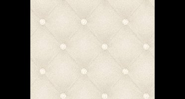 GECAPITONNEERD BEHANG met edelstenen - Creme Metallic Wit - AS Creation Hermitage 10