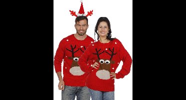 Foute Kersttrui Rood Met Rendier - Maat XXL