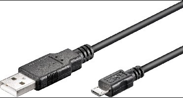 USB Micro B naar USB-A kabel - USB2.0 - tot 1A / zwart - 0,50 meter