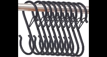 Boraboi ® Multifunctionele Antislip S-Haken voor Efficiënte Organisatie in Huis en Keuken, Set van 10 Stuks, Zwart