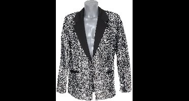 Pailletten Colbert - Zilver - Heren - Disco Jas - Glitter en Glamour - Maat XXXL