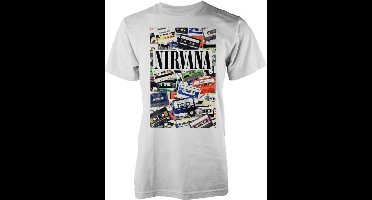 Nirvana - Cassettes Heren T-shirt - L - Wit