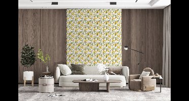 Behang - Fotobehang Frans - Citroen - Geel - Groen - Breedte 160 cm x hoogte 220 cm
