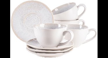 Elegante handgelazuurde kopjes set - vintage stijl - set van 4 - aardewerk - 270 ml