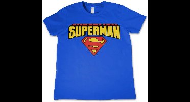DC Comics Superman Kinder Tshirt -XL- Blockletter Logo Blauw