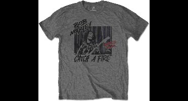 Bob Marley - Catch A Fire World Tour Heren T-shirt - L - Grijs