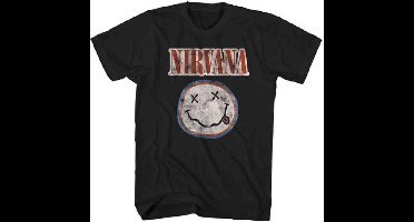 Nirvana Distressed Logo T-shirt zwart S Katoen - Band merch, Bands