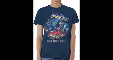 Judas Priest - Painkiller US Tour 91 Heren T-shirt - S - Blauw