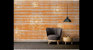 Fotobehang MassaiOrange DD116591 A.S. Création Ethnic Origin Grijs Oranje Terracotta Vlies 280 x 400 cm (4 Teile) Goedkoop fotobehang