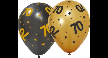 12 ballonnen 12" 3 met goud / 3 zwart 70 jaar Golden Celebrations - Versiering Slinger Feestdecoratie Decoratie Verjaardag Jubileum Ballon Feest