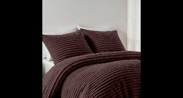 Zydante Dekbedovertrek Set 140x220 cm - Dekbedhoes Teddy Rib - met 1 kussensloop - Grape