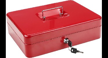 HI Geldkist met sleutel - rood - 30 x 24 x 9 cm - Geldlades - munten sorteren