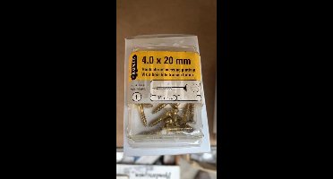 Houtschroef messing platkop 4.0x20mm. lang. 14 stuks koper schroeven. Starx.