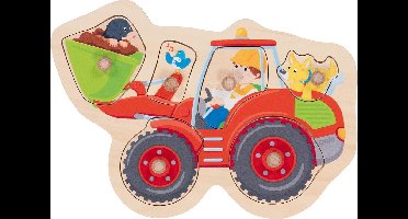 GOKI Steekpuzzel - Wiellader - 6 Delen - 28X19X2,4Cm - Hout - 1 Jaar