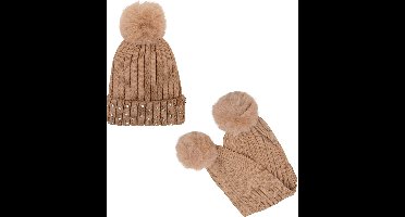 Baby Dutch Muts en Sjaal – Kinder Winterset – Wintermuts met Glitters – Kindermuts en Sjaal – Warme Muts Kind