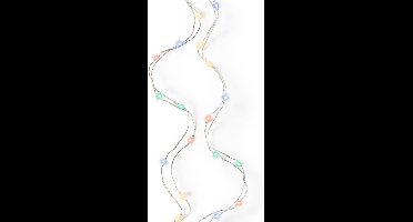Lumineo Draadverlichting lichtsnoer - zilver - 40 led lampjes - gekleurd - 195 cm - zilverdraad - timer - micro kerstverlichting