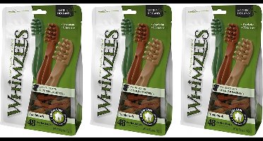 Whimzees Tandenborstel - Vegetarische Kauwsnacks Small 8.5 cm - 3 verpakkingen van 24 stuks - Multipack