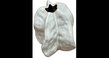 Decoratieve keramische vaas Idrija – crème – 16,5 cm – sculpturale stervorm