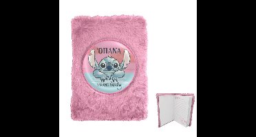 Disney Lilo & Stitch Notitieboek - Roze - Pluche - Zacht - 15 x 21 CM