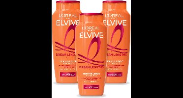 3 x L'Oréal Paris Elvive - Shampoo - Dream Lengths - Voor Lang, Beschadigd Haar - 250 ml - Voordeelverpakking - 3 stuks
