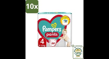10 x Pampers – Luierbroekjes – Pants Maat 4 – 66 Luiers - Wasstrips - Luier Broekje - Luier Voor Baby - Luier Voor Peuters - Actieve Baby - Droge Luier