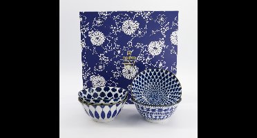 Tokyo Design Studio - Tayo Kommenset - 4 Stuks - 500 ml - Blauw/Wit