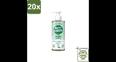 20 x Happy Earth – Was & Badgel – Zeepvrij Baby & Kids – 300 ml - Wasstrips - Babywasgel - Zeepvrij Babywasgel - Huidverzorging - Mild Wasgel - Allergeenvrije Wasgel
