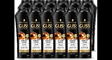 12 x Gliss Kur – Shampoo – Ultimate Repair – 250 ml - Voordeelverpakking - 12 stuks
