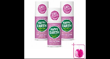 3 x Happy Earth – Deodorant Roll-On – 100% Natuurlijk Lavender Ylang – 75 ml - Bulkverpakking - Natuurlijke deodorant - Douchemop - Frisse geur