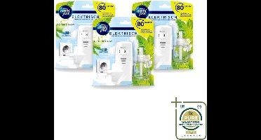 3 x Ambi Pur – Elektrische Luchtverfrisser – Starterkit Inclusief Morning Dew Navulling - Wasstrips - Luchtverfrisser - Geurverspreider - Frisheid - Natuurlijke Geur - Geurneutralisatie
