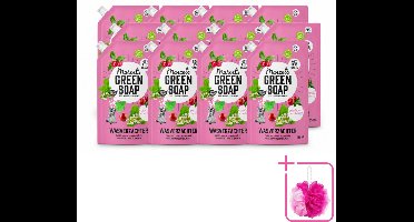 12 x Marcel’s Green Soap – Wasverzachter – Patchouli & Cranberry - Navulling – 750 ml - Bulkverpakking - Wasverzachter - Douchemop - Navulling
