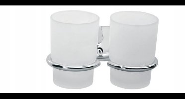 Ferro Cascata Dubbele Wandglas Houder Chroom/Matglas 200ml