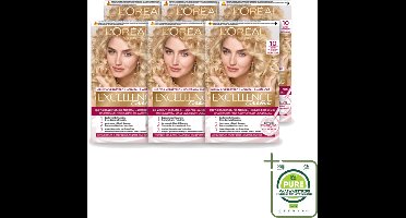 6 x L'Oréal Paris - Excellence Crème - Extra Lichtblond 10 - Haarverf - Permanente Haarkleuring - Grootverpakking - Vaatwasstrips - Haarverf - Grijsdekking - Permanente Haarkleuring - Extra Lichtblond - Haarverf Crème