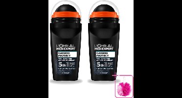 2 x L’Oréal Paris Men Expert – Deodorant Roller – Carbon Protect 5-in-1 – 50 ml - Bulkverpakking - Anti-transpirant - Douchemop - Deodorant
