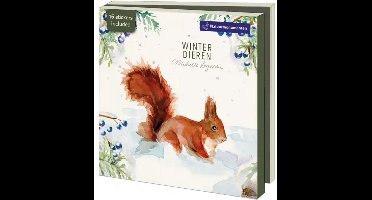 Wenskaarten Kerstkaarten 10x - Kaartenmapje met env, vierkant: Winter Dieren, Michelle Dujardin, Natuurmonumenten - 2x5 motieven