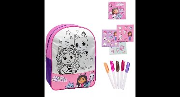 Gabby’s Dollhouse DIY-Kleur Rugzak -38 × 32 cm - Knutsel - Tekenen - Stickers