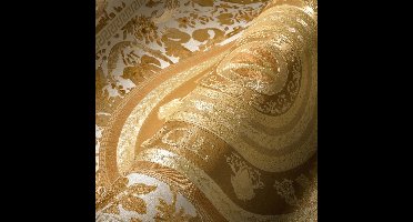 "MEDUSA HOOFD" SATIJN GLANZEND CIRKEL BEHANG | Design - goud wit - A.S. Création Versace 5