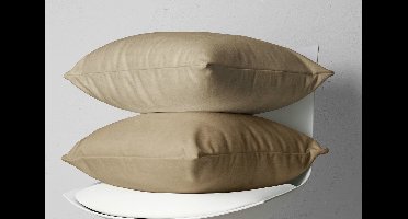 Set van 2 warme en zachte flanellen kussenslopen (kussensloop) effen TAUPE (lichtbruin) FLANEL voor standaard hoofdkussen (op bed) 60 x 70 cm (winter beddengoed slaapkamer, cadeau Sint & Kerst)